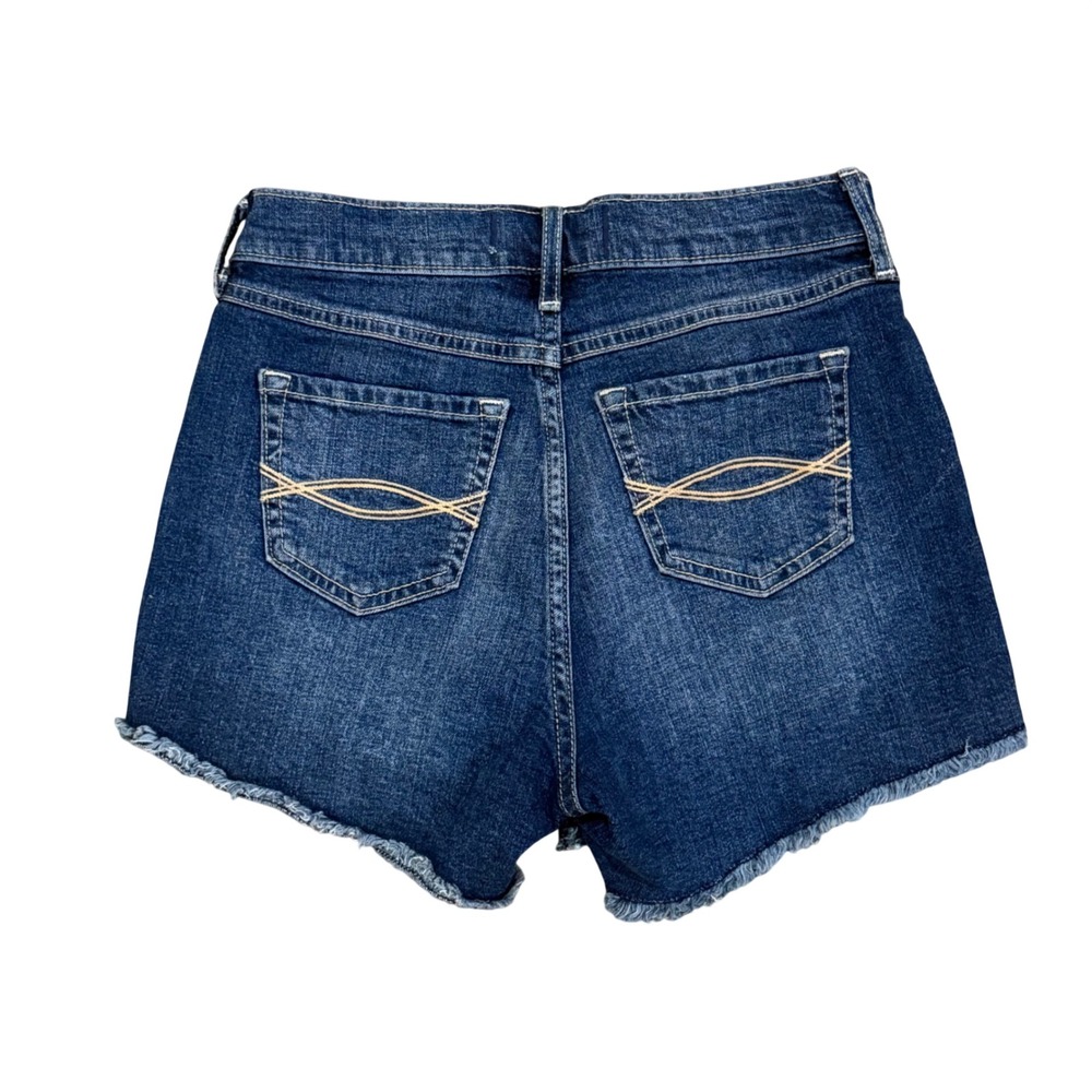 Abercrombie Kids Girls Distressed Denim Shorts Dark Wash Raw Hem Size 13/14 - Picture 2 of 3